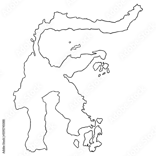 Sulawesi island map illustration hand drawn outline vector