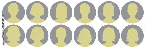 Simple Gray Avatar Icons Representing Male And Female Profiles.