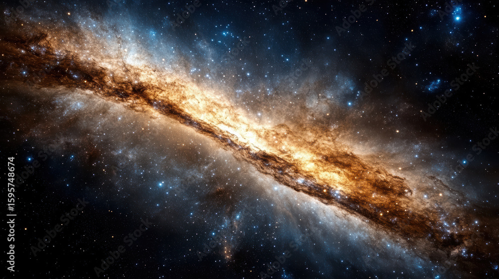 Fototapeta premium Galactic arc with vibrant colors and cosmic dust creates stunning view of universe