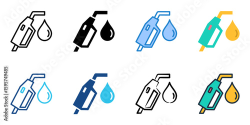 Gasoline icon set multiple style collection 
