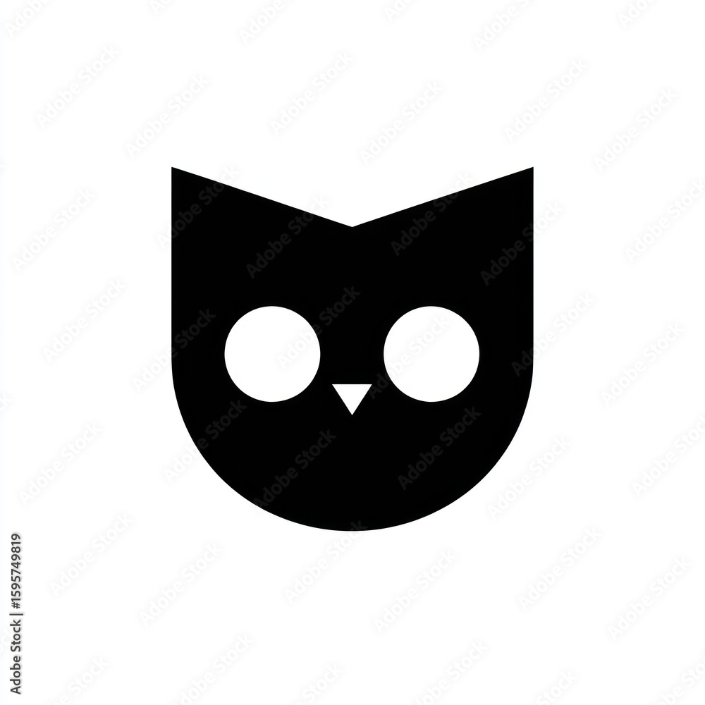 Simple black owl face graphic Simple black owl face graphic