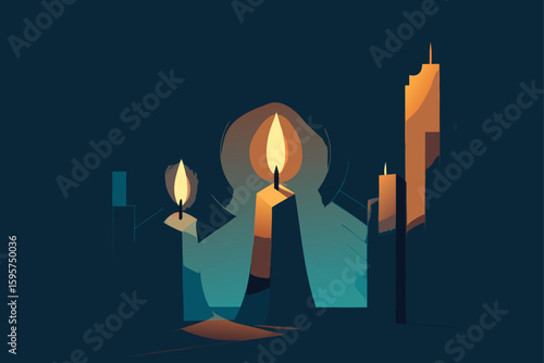 Melting Skull Wax Candle Halloween Vector Art