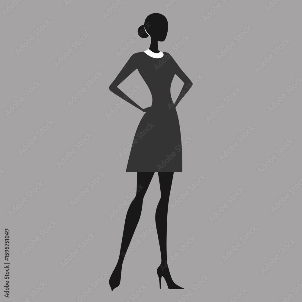 Fototapeta premium Slender woman elegant dress high heels silhouette