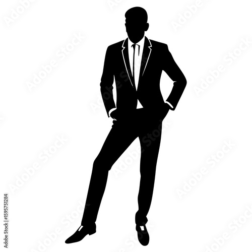 Elegant man in suit standing with hands in pockets