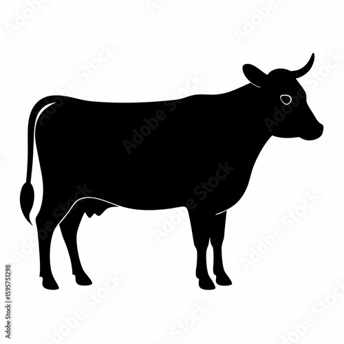 Black cow silhouette standing animal livestock