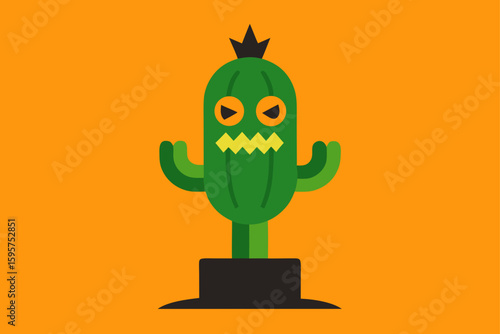 a glowing cactus with skull shaped spines