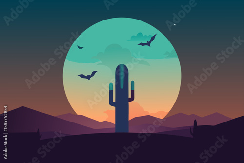 a cactus with a ghostly figure in a desert