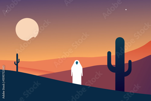 a spooky cactus with bats and pumpkins