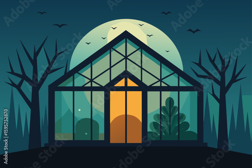 a spooky cactus with cobwebs in a haunted room
