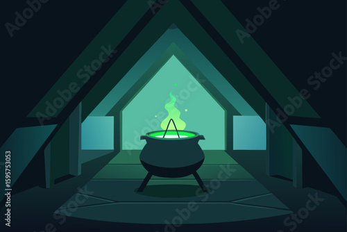 witch themed cactus with glowing elements