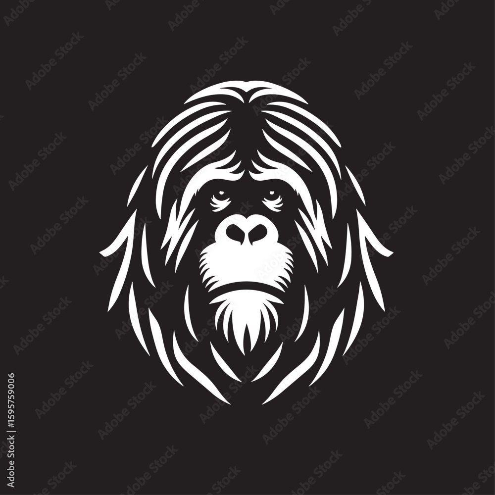 Fototapeta premium Gorilla head isolated on black background. Vector illustration for your design