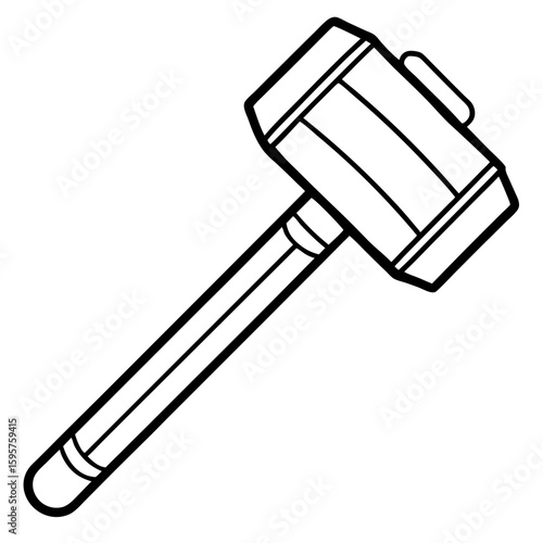 Mallet Hammer Line Art Vector