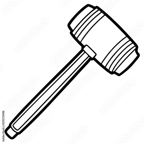 Mallet Hammer Line Art Vector