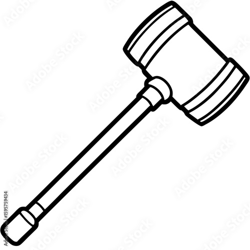 Mallet Hammer Line Art Vector