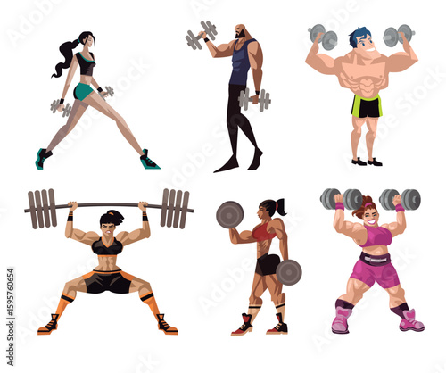bodybuilders gym powerlifter group of people lifting weights