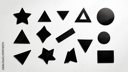 Free Download Geometric shapes black design minimalist background vector illustration flat lay art 100 characters - GFXLoad