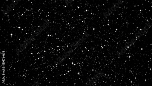 Starry night sky with countless bright stars sparkling in dark space, creating peaceful and infinite cosmic atmosphere full of wonder and mystery