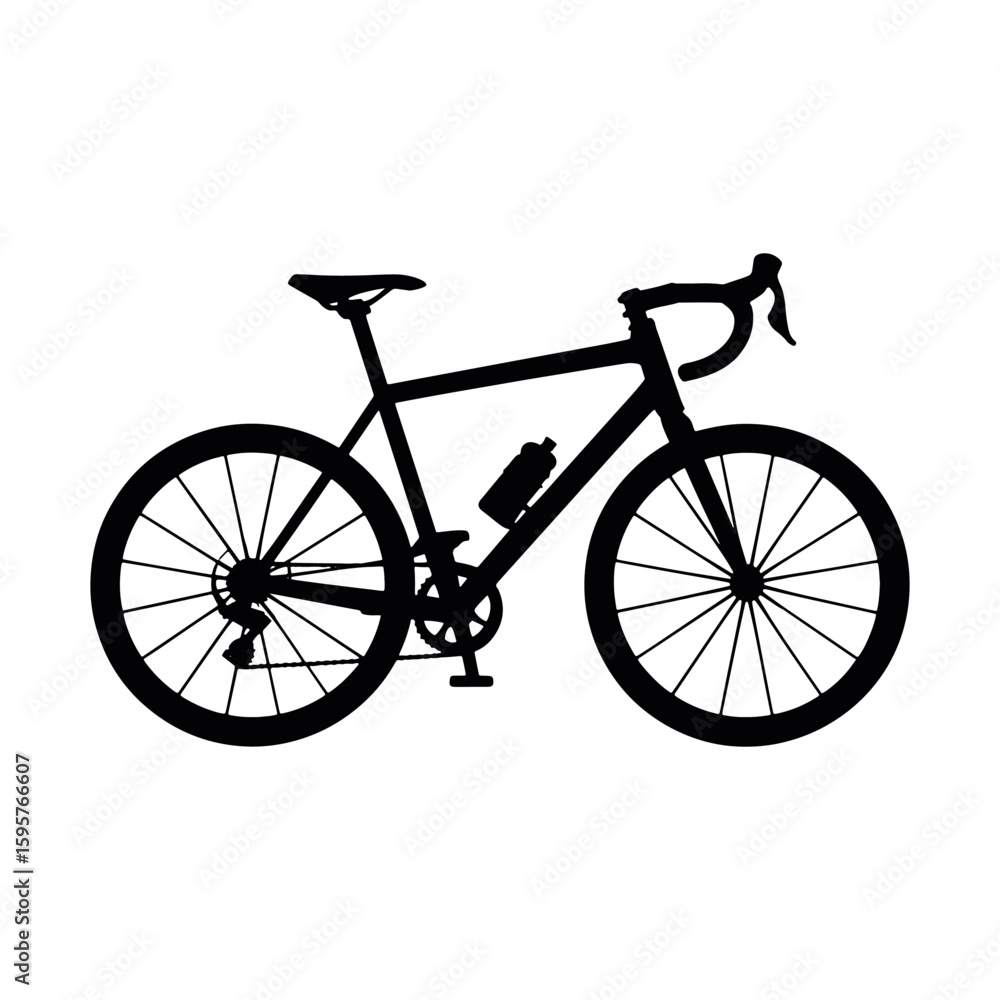 Fototapeta premium Sleek Silhouette A Modern Road Bike Design Showcasing Aerodynamic Frame and Components Against Plain White Background For Graphic Use