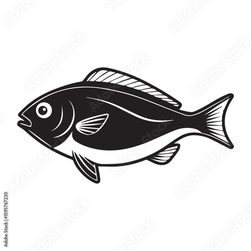 Halibut fish silhouette vector illustration logo style design 