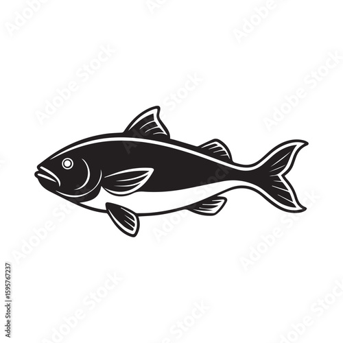 Halibut fish silhouette vector illustration logo style design 