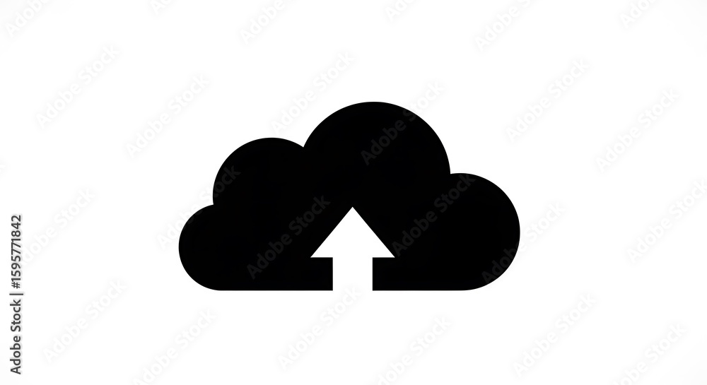An illustration of a black cloud with an arrow pointing upwards on a white background image icon An illustration of a black cloud with an arrow pointing upwards on a white background image icon