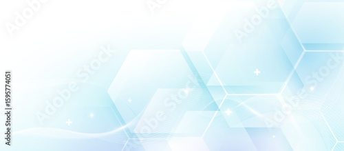 Abstract geometric hexagon shape and healthcare, technology digital hi tech concept background