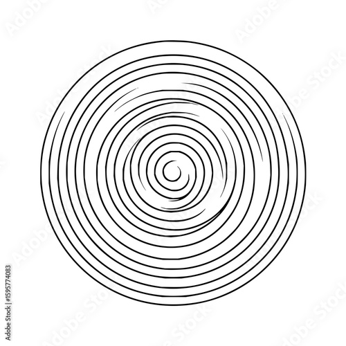 Circular design featuring a series of concentric rings spiraling inward towards the center of the image area