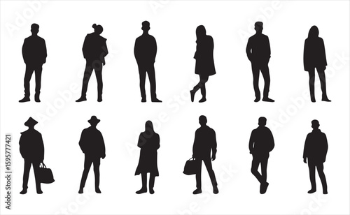 Silhouettes of Stylish Individuals Showcasing Diverse Urban Fashion Looks.