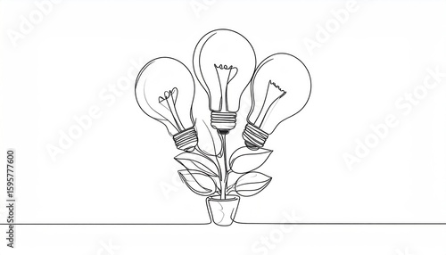 Concept of creativity innovation and ideas growing like plant in pot isolated