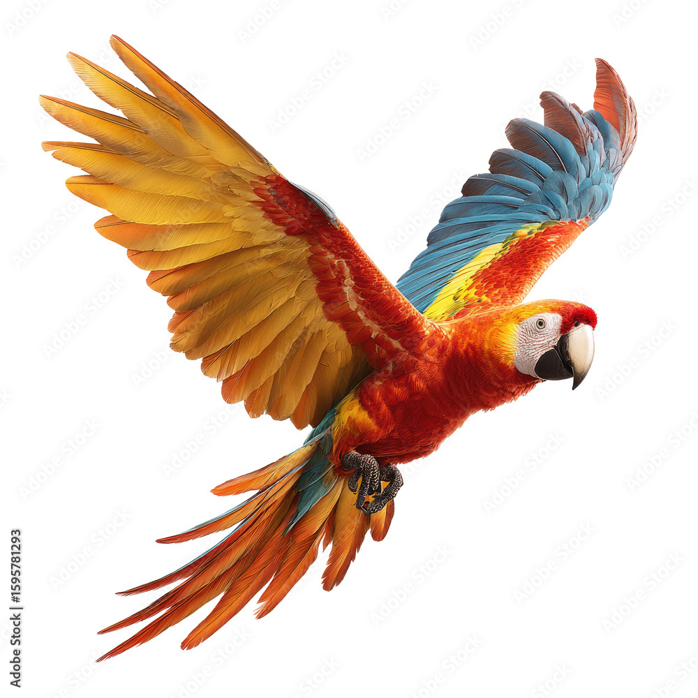 Fototapeta premium Vivid parrot in flight, vibrant colors