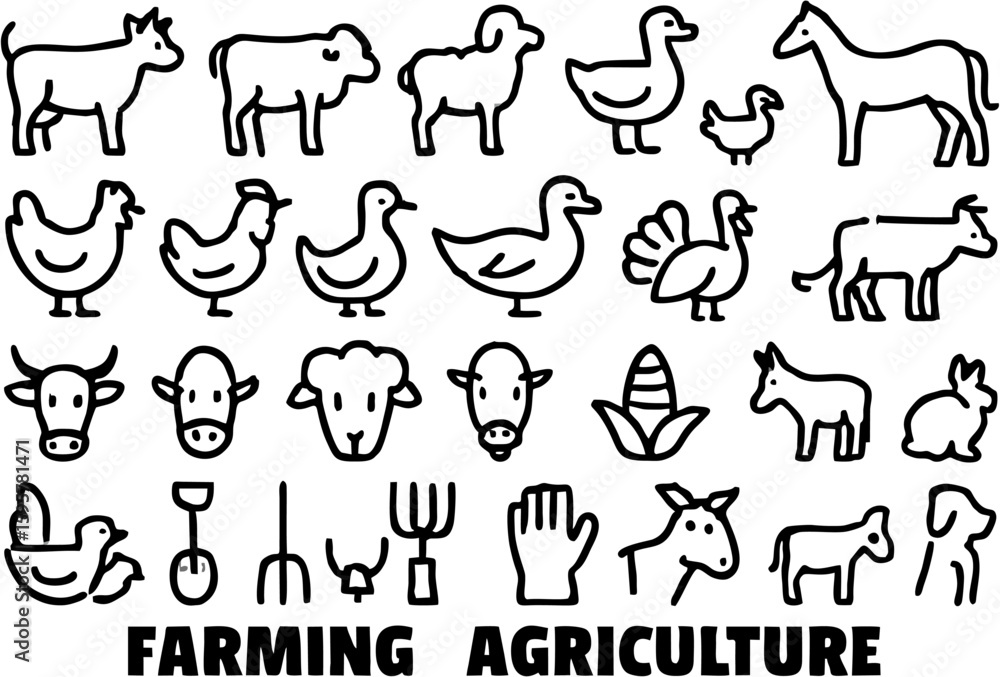 Obraz premium Eco-friendly recycling icon set featuring bins, arrows, plastic, paper, glass, compost, reuse, reduce, and sustainability symbols in clean vector outlines. 