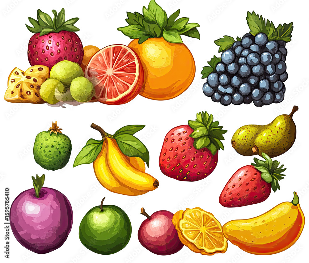 Colorful fruit collection