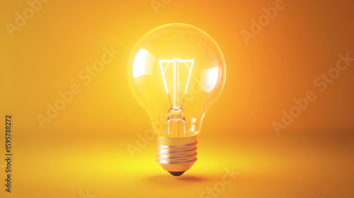Bright Idea Symbolized by a Glowing Light Bulb against a Warm Gradient