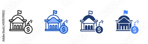 Debt icon set multiple style collection