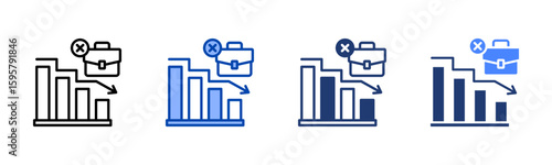 Unemployment icon set multiple style collection