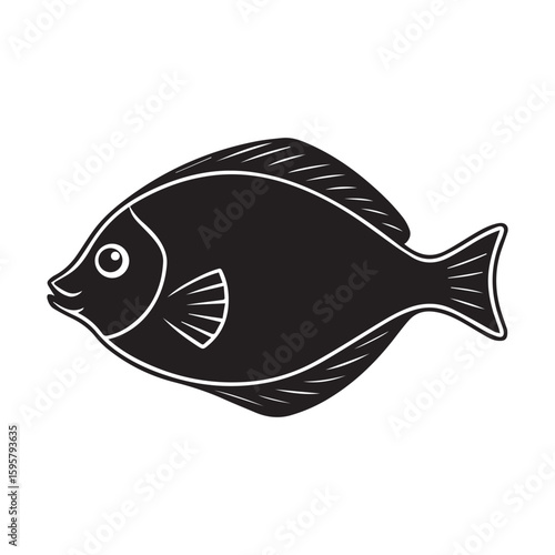 flounder fish silhouette vector illustration logo style design 