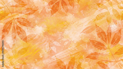 An abstract floral pattern of colorful autumn leaves creates a vibrant, seasonal nature background