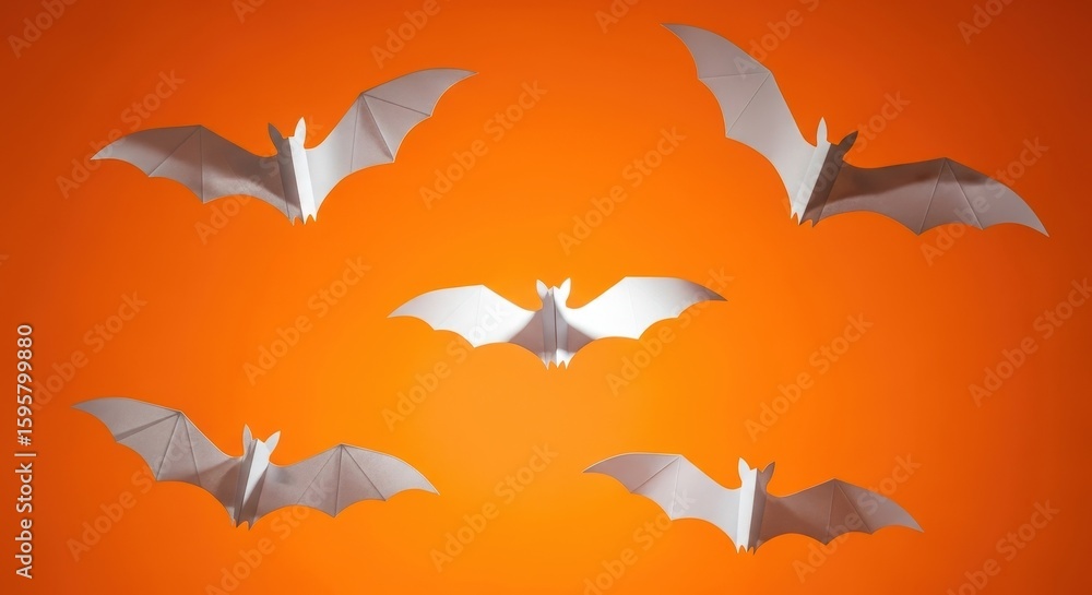 Naklejka premium Origami Bats for Spooky Halloween Decorations