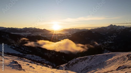 Time-Lapse of Sunrise Over Mountain Range