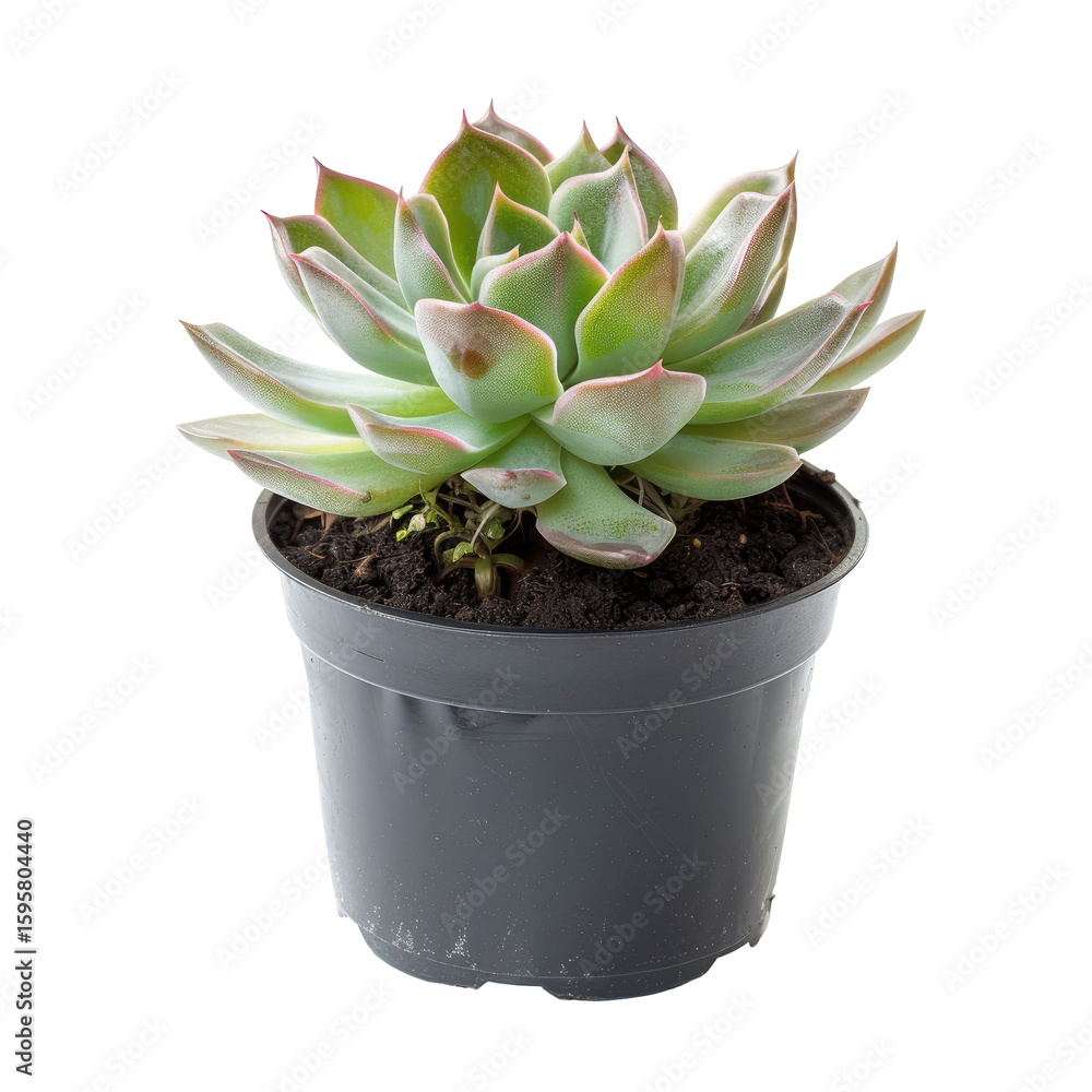Fototapeta premium Succulent plant in dark pot, rosette shape