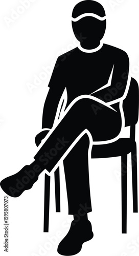 Vector art of a man is sitting in a chair with his legs crossed