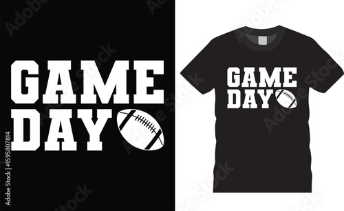 Game day football typography t shirt design vector template