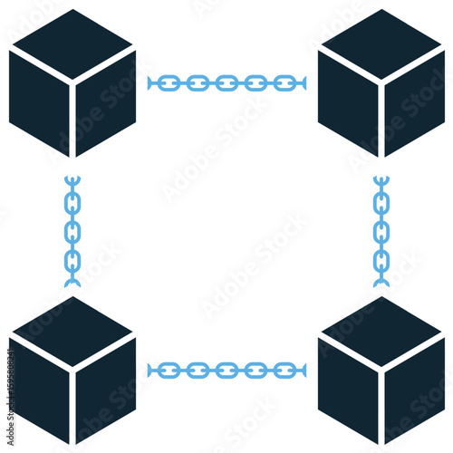 Blockchain icon vector, symbolizing decentralized ledgers and secure transactions. Ideal for cryptocurrency, fintech, or digital security designs showcasing transparency and trust.