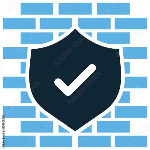 Firewall icon vector, representing network security and data protection. Ideal for cybersecurity, IT infrastructure, or privacy designs showcasing defense against threats and unauthorized access.