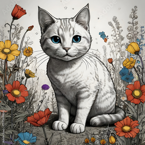 Joyful Toon Cat Coloring Pages: Fun and Playful Illustrations for Kids and Adults