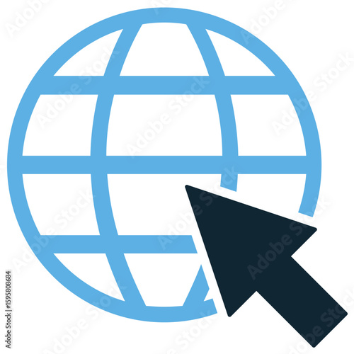 Internet icon vector, symbolizing global connectivity and the world wide web. Ideal for technology, online services, or communication designs representing network access and digital information.