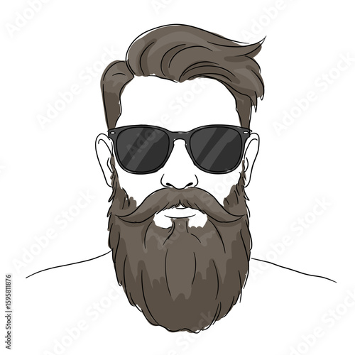 Bearded man wearing sunglasses with stylish hairstyle  