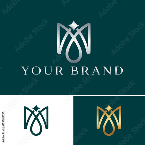 Logo Fashion Minimalist Luxury Elegant Jewelry Abstract Monogram M or AM