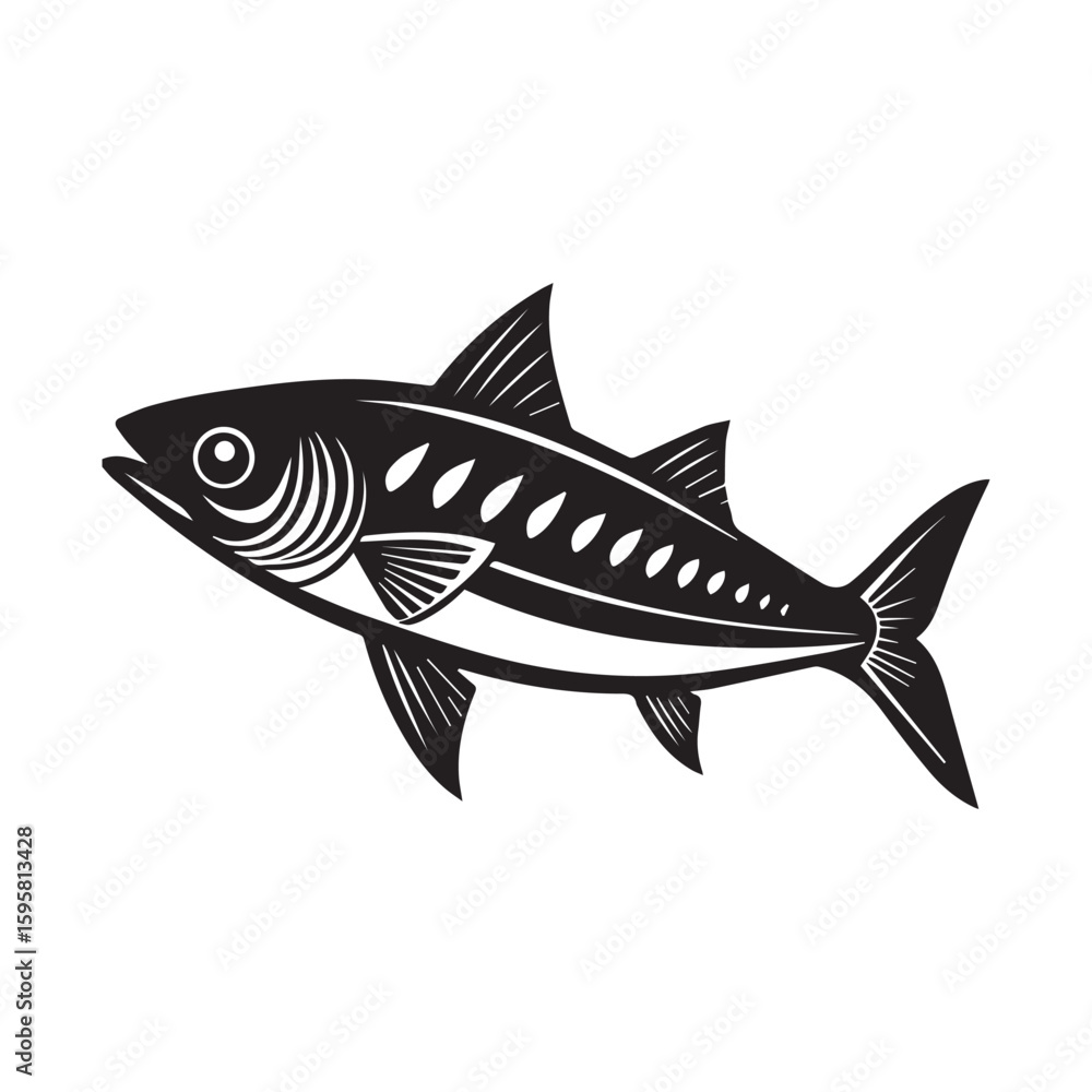 Fototapeta premium Mackerel fish silhouette vector illustration logo style design 
