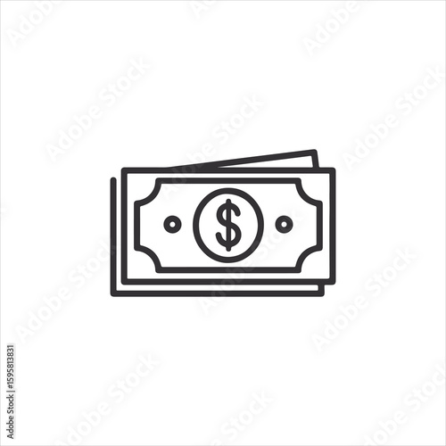 Vector art of a stack of money bills with a dollar sign
